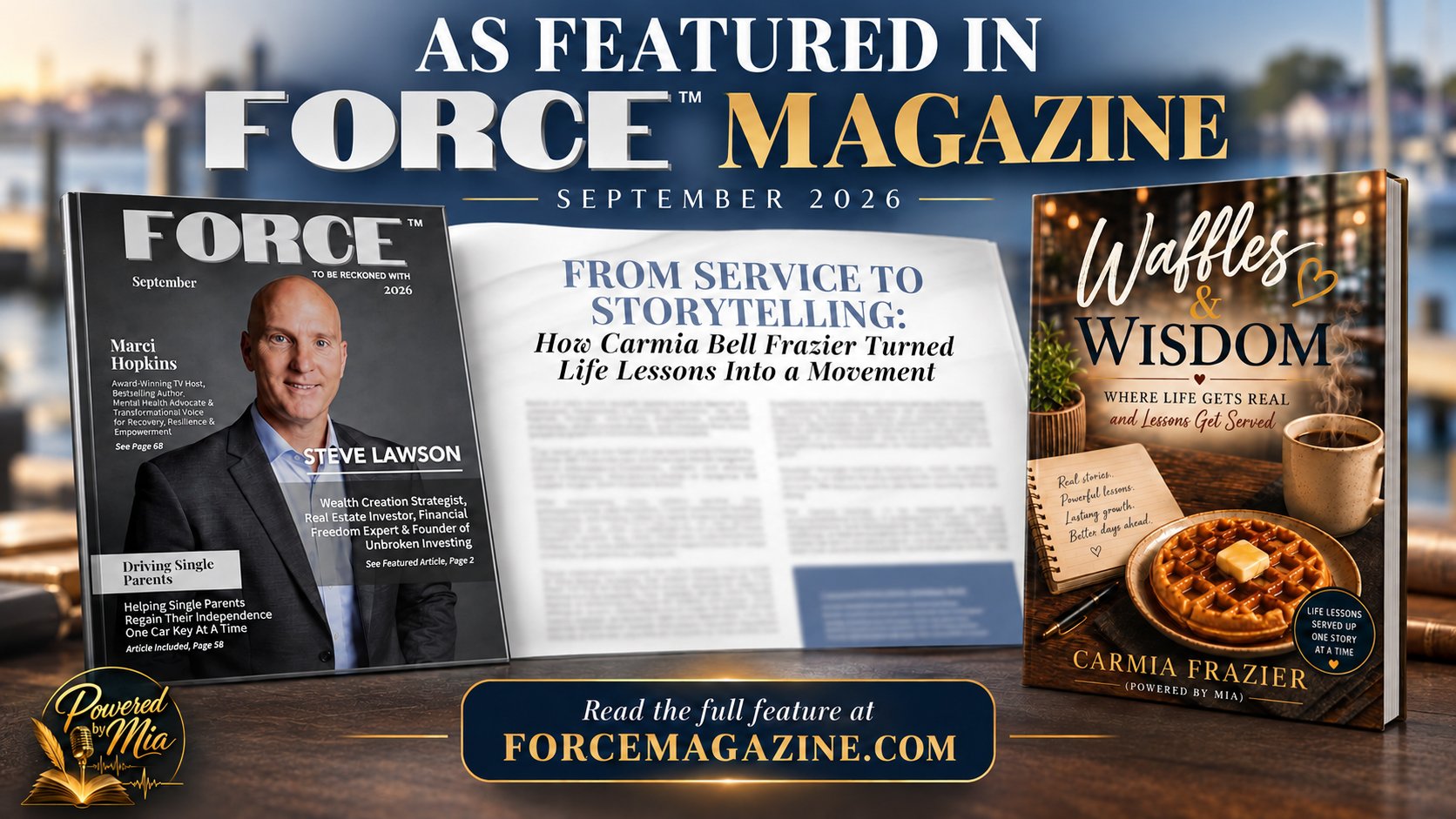 Carmia Bell Frazier and Waffles & Wisdom featured in the September 2026 issue of FORCE Magazine.